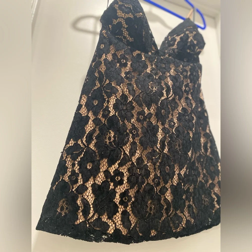 Free People Dangerous Love Black Lace Overlay Mini Dress - Picture 14 of 15